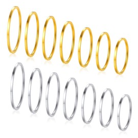 FOCALOOK Stacking Rings Midi Rings Set 7/14/28 Pieces Knuckle Rings for Women Girls 1 mm Midi Finger Rings Set Ankle Rings Set 18 K Gold-Plated / Stainless Steel Women Girls Fashion Jewellery