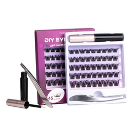 Individual Lashes Cluster Lashes D Curl 45 Clusters DIY False Eyelashes Individual Reusable Soft Natural Easy Fan Russian Lashes Eyelash Extensions Clear Glue Individual Lashes 10-16mm