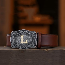 Doitby Western Cowboy Initial Belt Buckle Texas Belt Buckles with Letter for Men Women