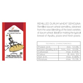 Paolo Mariani Durum Wheat Semolina Flour for Bread, Pizza and Pasta 2.2 Lbs