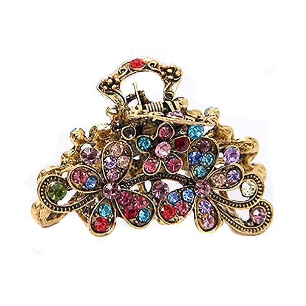 Retro Flowers Hair Claw Clip for Women Lady Vintage Alloy Rhinestone Hair Jaw Clips Hairpin Fancy Hair Barrette Clamp (Colourful)