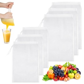 Annickee 6 Pcs Cheese Cloths for Straining, Reusable Cheesecloth Drawstring Bags, 20 x 30 cm und 24 x 36 cm Muslin Cloths for Cooking, Straining Bag, for Juice, Wine, Homebrew, Almond, Nut Milk, Soy