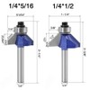 Gasea 4pcs 1/4" Shank 45 Degree Chamfer Router Bits Bevel