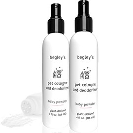 Begley’s Natural Pet Cologne and Deodorizer - Premium Essential Oil Scented Dog Body Spray and Cat Perfume - Dog Grooming Spray and Pet Odor Eliminator - Cat Cologne Mist, Dog Cologne Spray Long Lasting - 4 oz, Baby Powder, 2 Pack