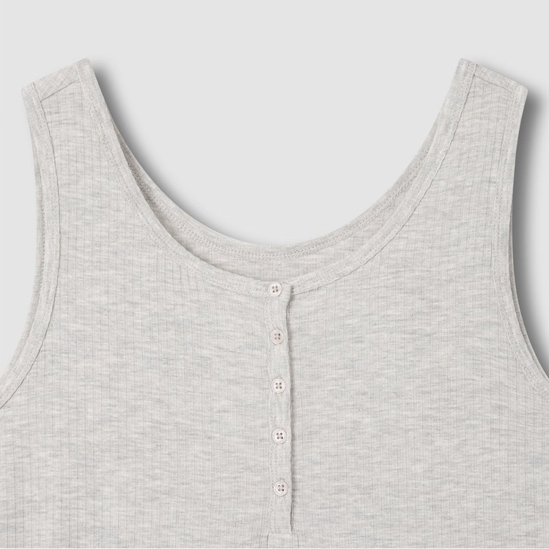 JAJU [JAJU] Women's Modal Ribbed Sleeveless Lounge T-shirt_Melange Oatmeal