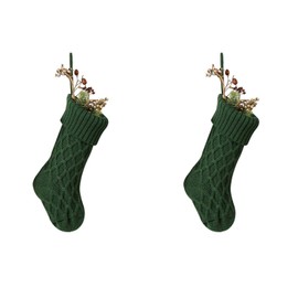Flonding 2 Pack 18" Green Knitted Christmas Stockings for Xmas Holiday Party Hanging Stocking Decorations