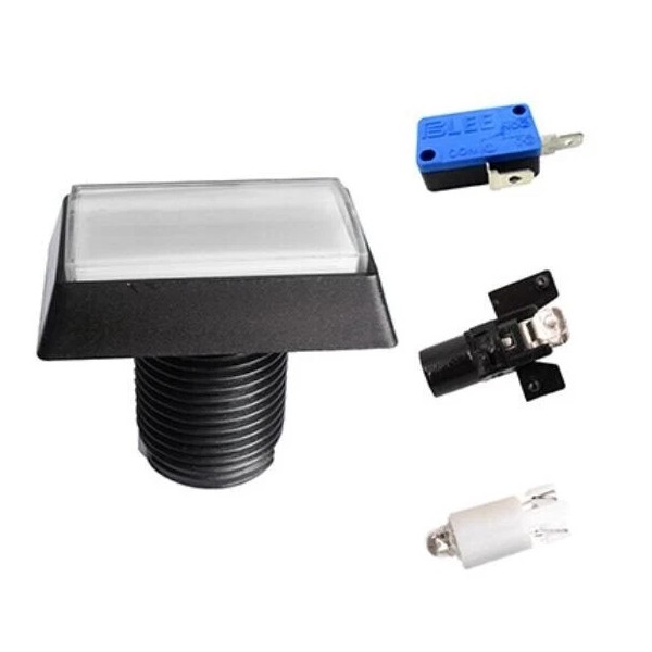 Unbrand 1Pc White Arcade Square Rectangle Buttons LED Push Illumilated
