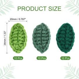 PATIKIL 3 Color Handmade Crochet Leaves, Crochet Green Leaf Small Leaves Applique Embellishments for Scrapbook Crafts Sewing DIY Clothes Hats Bags Ties Clips-30pcs (Green)