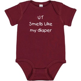 Texas A&M Fan UT Smells Like My Diaper Baby Bodysuit - Maroon (12 Months)