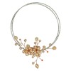 AeraVida Memory Wire Pink Pearl Floral Cluster Choker
