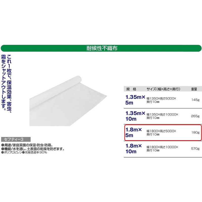 Safety 3 Weather Resistant Nonwoven Fabric Light Transmittance 90% Width