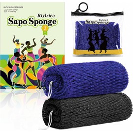 Esponja de red africana para la ducha, 2 esponjas exfoliantes para la ducha con bolsa de viaje impermeable, paño africano de secado rápido para una limpieza profunda y una piel suave.