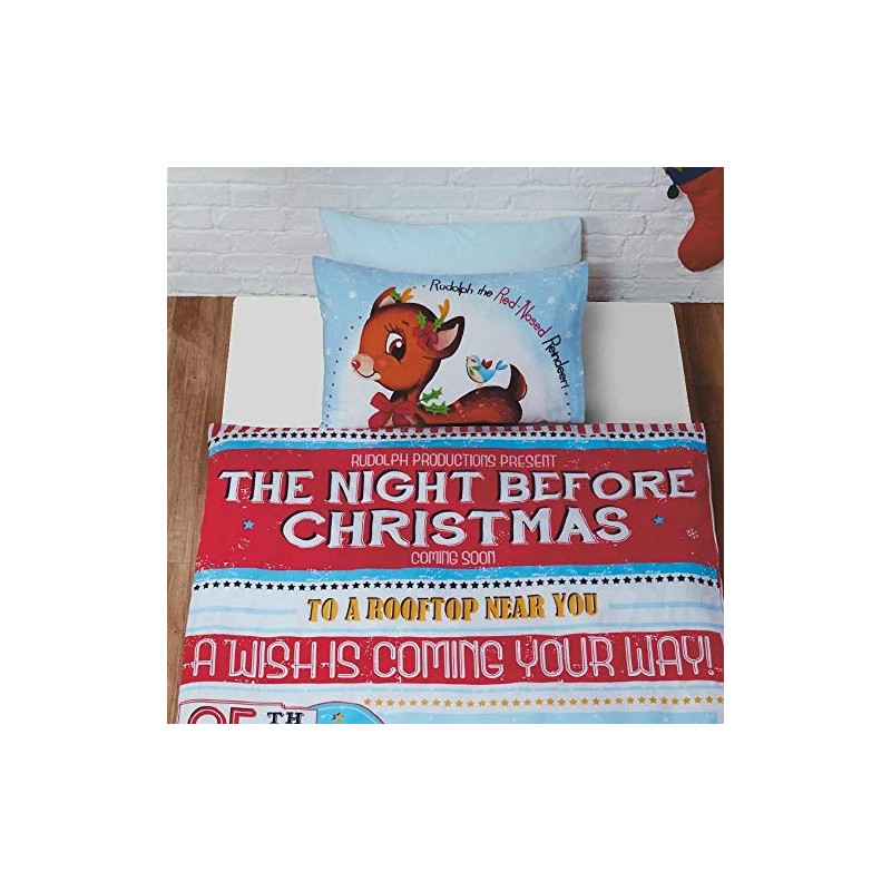 Rapport Home Night Before Christmas Duvet Set, Polyester-Cotton, Multi-Colour, Single