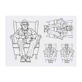 Azeeda 4 x 'Mürrischer alter Mann' Temporäre Tattoos - Wasserfest, Hautfreundlich & Ungiftig · Transfers in Verschiedenen Größen (TO00050949)