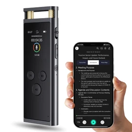 Digital Voice Recorder with APP for AI Voice-to-Text Transcription, GPT-4o Summary, Mind Mapping, Voice Activated Recorder with Playback, 64GB Aluminum Alloy Audio Recorder, Space Gray, by FoCase Rec