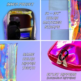 Holographic Thigh Bag - Carnival Bag - Inner Mesh Pocket & Double Zipper Rave Bag - Clear Thigh Bag for Women - Jelly Phone Holder Bag