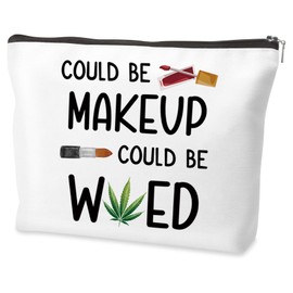 Funny Makeup Bag Gifts for Best Friend Woman Gag Gifts for Women Funny Gifts Weed Small Cosmetic Bag Sister Travel Accessories Organizer Bag Toiletry Case for Birthday Christmas Gifts