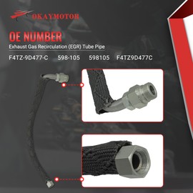 OKAY MOTOR F4TZ9D477C Exhaust Gas Recirculation (EGR) Tube Pipe for 1993-1995 Ford F150 F250 Pickup Truck E150 E250 E350 Van 1990-1992 Ford Bronco 4.9L 598-105
