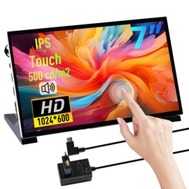 GeeekPi 7 inch Capacitive Touchscreen for Raspberry Pi, HDMI Monitor IPS 1024X600 LCD Display with Dual-Speakers for Raspberry Pi 5/4B/3B+/3B/B+, with Mount Hole to Install Raspberry Pi Board