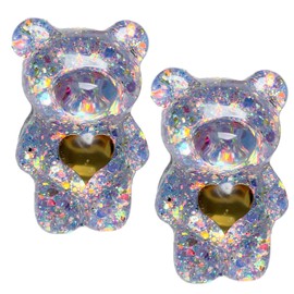 2Pcs Purple Mobile Phone Finger Stand,Cute 3D Bear Doll Phone Holder Support Comfortable Grip Anti-Slip Creative Flexible Light Cell Phone Stands Accessories
