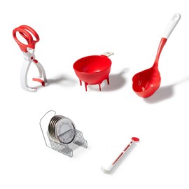 Starfrit 5 Piece Canning Set - Jar Lifter, Canning Scoop, Funnel, Lid Lifter & Bubble Popper and Lid Rack