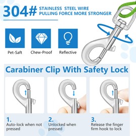 15ft Dog Tie Out Cable, Dog Leash Heavy Duty Tie Out Cable for Large Dogs Up to 125lbs Pull Force, Dogs Runner for Yard Outdoor and Camping, Heavy, Green