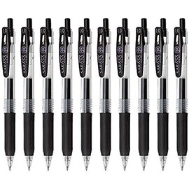 Zebra Sarasa Clip 1.0 Retractable Gel Ink Pen, Rubber Grip, 1.0mm, Black Ink, Value Set of 10
