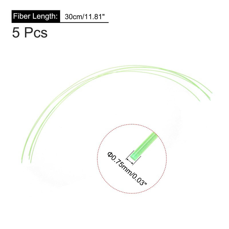 sourcing map 5pcs Fiber Optic Rods P5 Plastic 0.75mmx30cm for