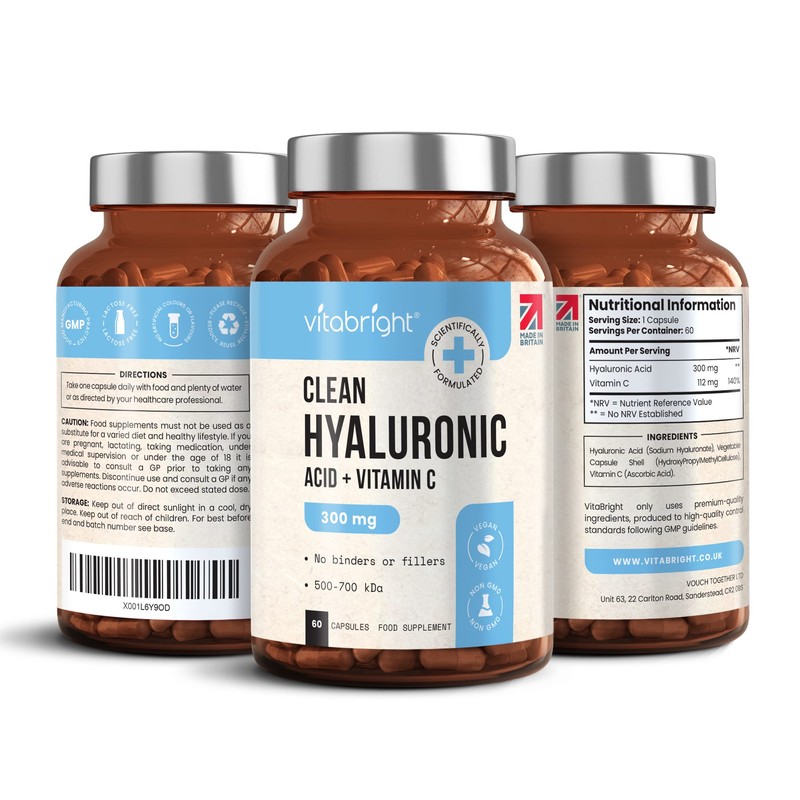 VitaBright Hyaluronic Acid Supplements | 300mg | Sodium Hyaluronate with