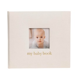 Pearhead Baby Memory Book, Baby's First 5 Years Keepsake Journal, Gender-Neutral Newborn Gift, Baby Girl or Boy Book, Ivory Linen