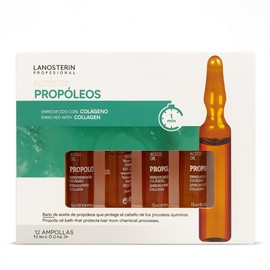 Lanosterin 4 Ampolletas Aceite de Propóleos con Colágeno – Tratamiento Capilar Profesional Antifrizz e Hidratante para Cabello Dañado, Seco o Teñido – 4 Piezas de 13 ml
