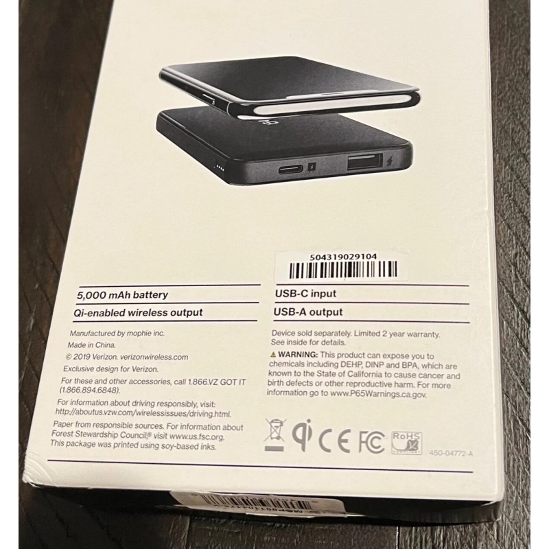 Verizon 5K mAh Portable Power Pack with Qi Wireless Charging