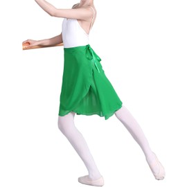 Hoerev Women Girls Sheer Wrap Skirt Ballet Skirt Ballet Dance Dancewear, Green