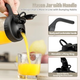 HUSPOSSESSER Plastic Mason Jar Lids with Durable Handle, 3Pack Black,Wide Mouth Mason Jar Lids,Easier to Clean and Open,Reusable Leak Proof Silicone Gasket Can Prevent Spillage (Jar Not Included)