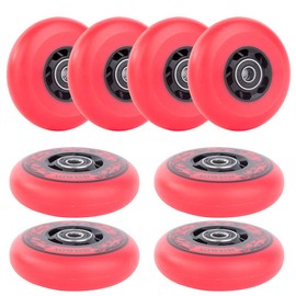 AOWISH Inline Skate Wheels 85A Outdoor Asphalt Formula Hockey Roller Blades Replacement Wheel with Bearings ABEC-9 and Floating Spacers (8-Pack) (Red, 76mm)