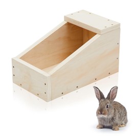 Maxcheck 1 Pack Wood Rabbit Nesting Box, 14x8x8 Inch Wooden Hutch Hideout for Breeding, Natural Burrow Den Alternative for Rabbits & Small Animals