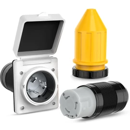 Nilight 50AMP RV Power Inlet Outlet Shore Kit w/Boot Cord Protector ETL Listed 125/250V NEMA SS2-50P SS2-50R Twist Lock Male Female Plug for Camper Caravan Trailer