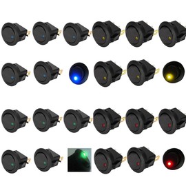 Mintice™ 20Pcs Car Vehicle Truck Rocker Toggle LED Switch Blue Red Green Yellow Light On-off Control 12V 16A
