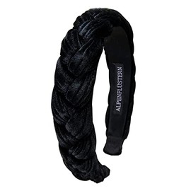 Alpenflüstern Costume Headband Velvet Braided Look – Women's Hair Accessories Non-Slip Headband Braided for Dirndl (Black) ADV132