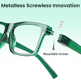 GTSY 6-Pack Metalless & Screwless Spring Hinges Reading Glasses for Men Women Oversized Stylish Readers +1.75