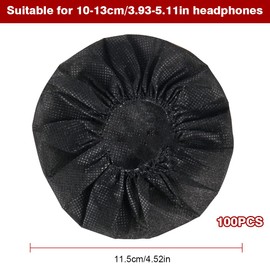 Headphone Earpad Covers, 100 Pieces Disposable Non-Woven Fabric Headphone Covers, Stretchable Sanitary Earcup Covers Fits 3.14"-5.11" /8-13cm Headsets (Black)
