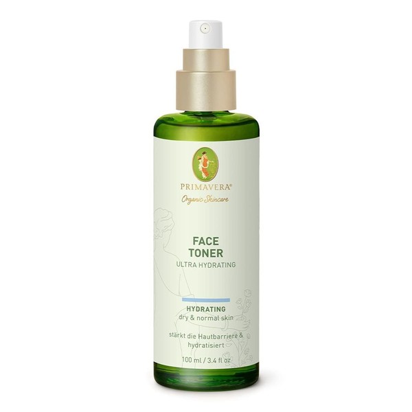 PRIMAVERA Face Toner - Ultra Hydrating 100 ml - Natural Cosmetics - Invigorating Face Toner for Normal to Dry Skin - Strengthens the Skin Barrier and Moisturises - Vegan