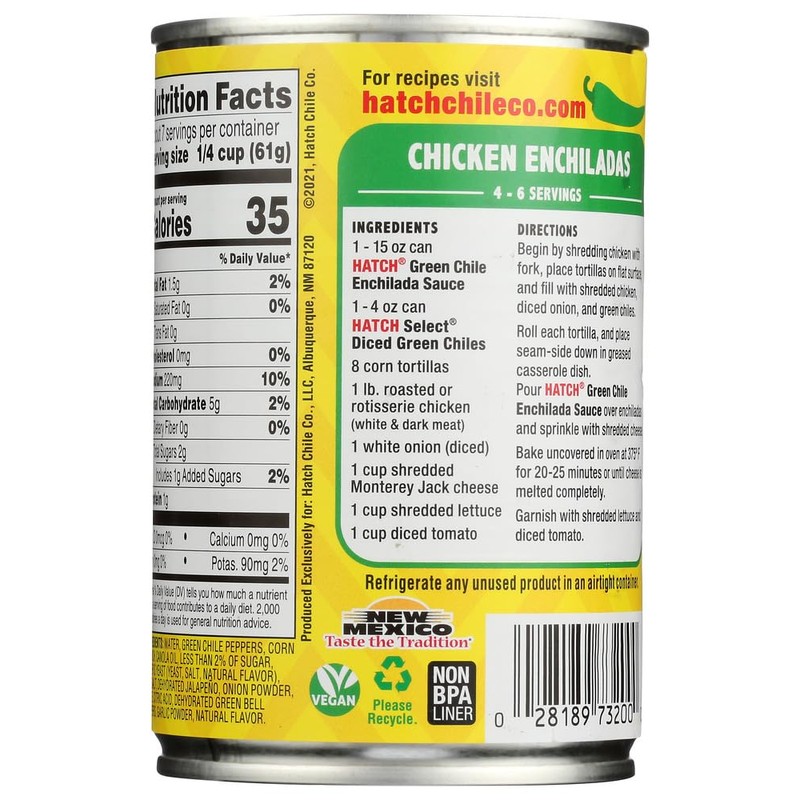 Hatch Green Chili Enchilada Sauce Medium, 15 -Oz. (Pack of