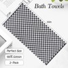 ZHIHEYC 2 PCS Black and White Checkered Bath Towels Set,