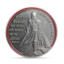 Knight Templar Challenge Coin Red Cross Warrior Prayer Coins