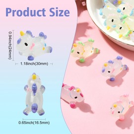 Stiesy 20 Pcs 5 Colors Resin Unicorn Slime Charm Beads Glow in The Dark Beads 3D Animal Flatback No Hole Beads for Jewellry Making Micro Landscape Garden Home Display Decorations