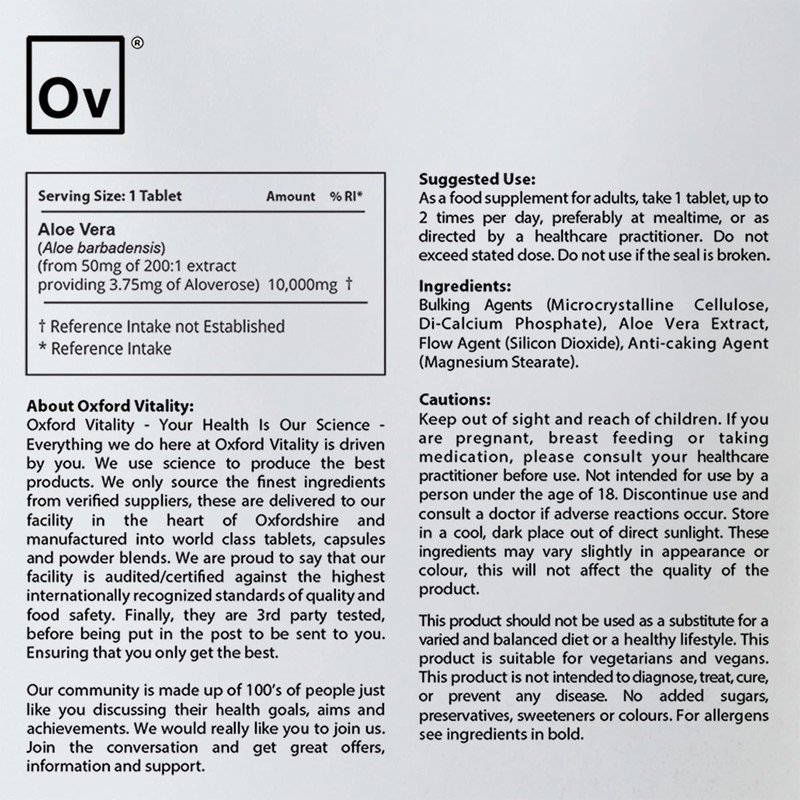 Aloe Vera 10,000mg | 3.75mg of Aloverose per Tablet |