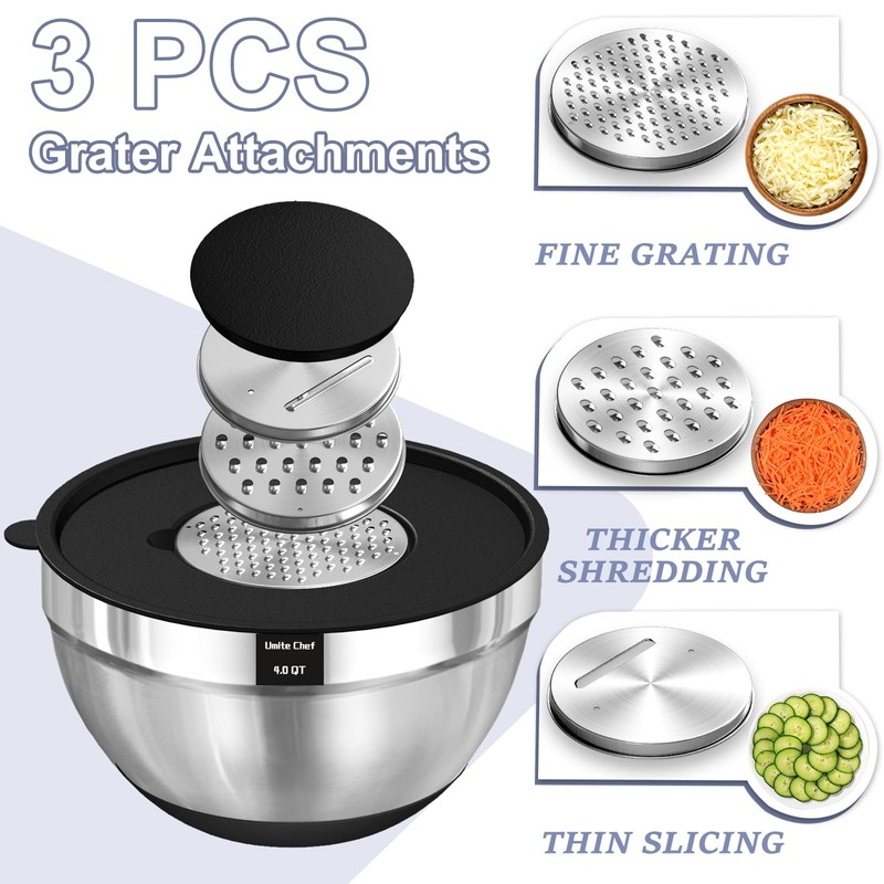 Umite Chef Mixing Bowls with Airtight Lids, 8PCS Stainless Steel