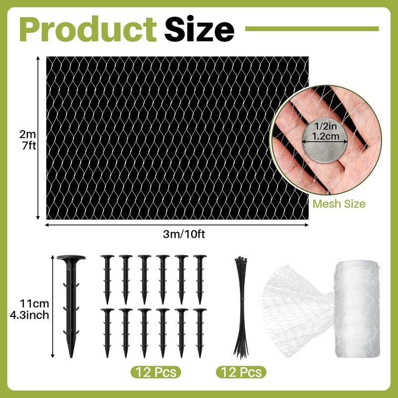 Yoojahow Koi Pond Netting Kit 7 x 10ft, Bird Deer