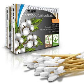 RE-GEN Bamboo Cotton Buds 200 Pack (2x 100pc Box) | 100% Natural Cotton Wool Tips | Biodegradable Compostable Bamboo Ear Buds | Eco-Friendly Recyclable Plastic Free